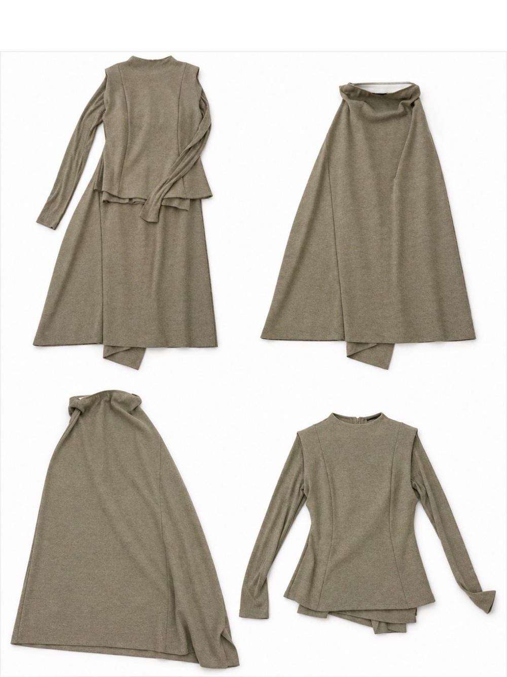 Long Sleeve Sweater and A line skirt in Grey